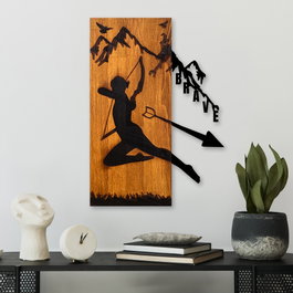 Wallity Brave Accesorio Decorativo de Pared de Madera y Metal Nogal y Negro